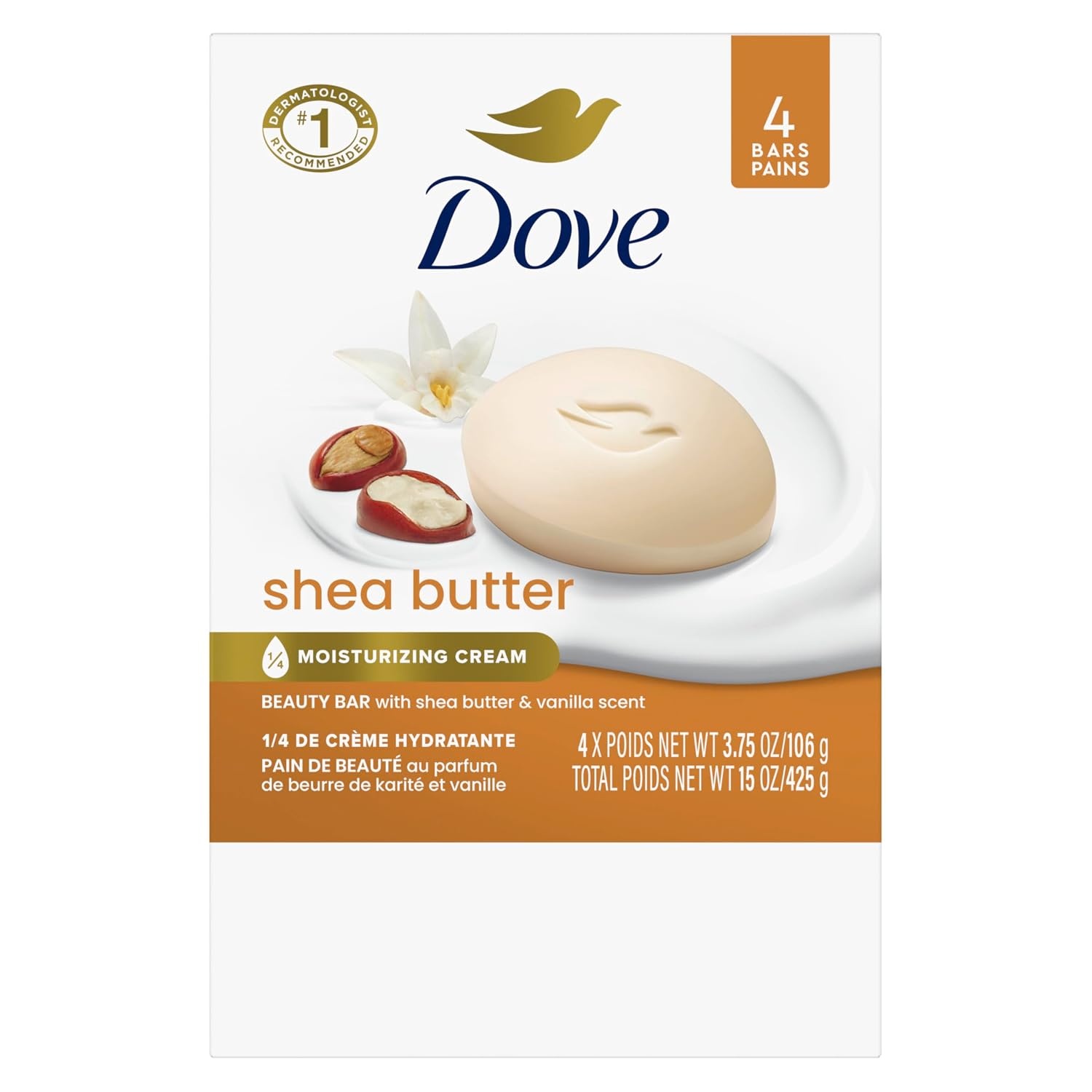 image:imageDove Shea Butter Beauty Bar Soap 8 Count Cleanser 375 oz I beauty bar1 Ounce Pack of 8