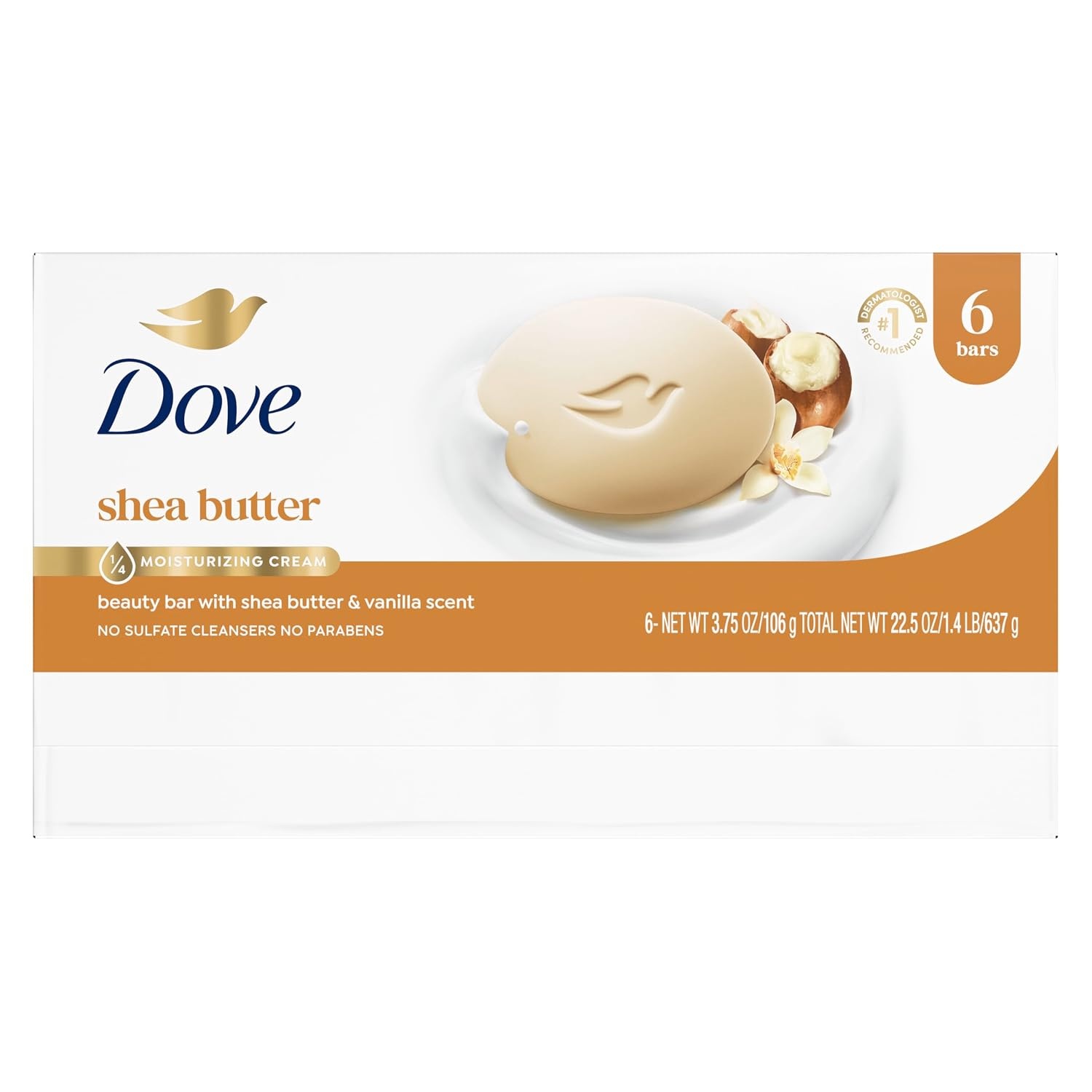 image:imageDove Shea Butter Beauty Bar Soap 8 Count Cleanser 375 oz I beauty bar375 Ounce Pack of 6