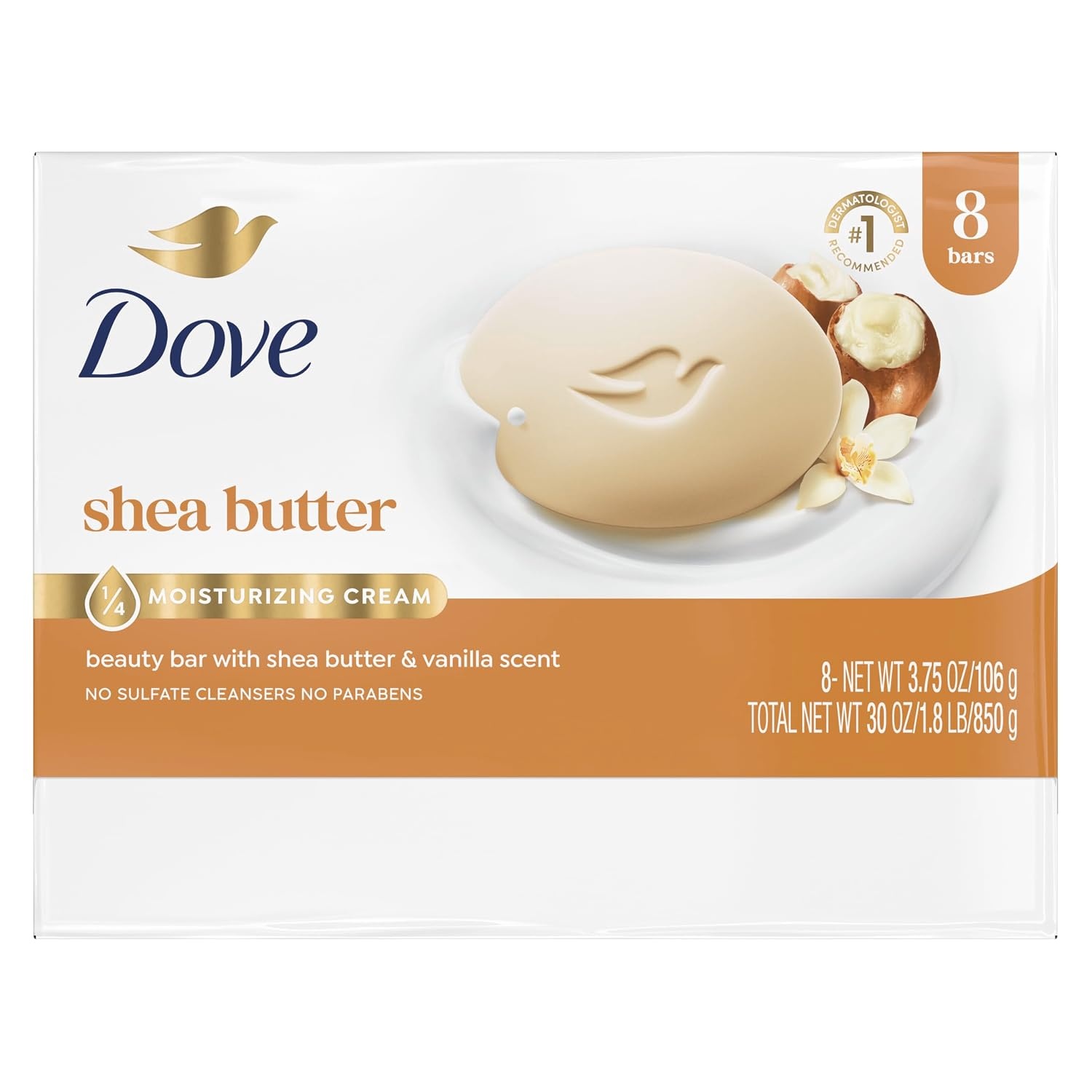image:imageDove Shea Butter Beauty Bar Soap 8 Count Cleanser 375 oz I beauty bar375 Ounce Pack of 8