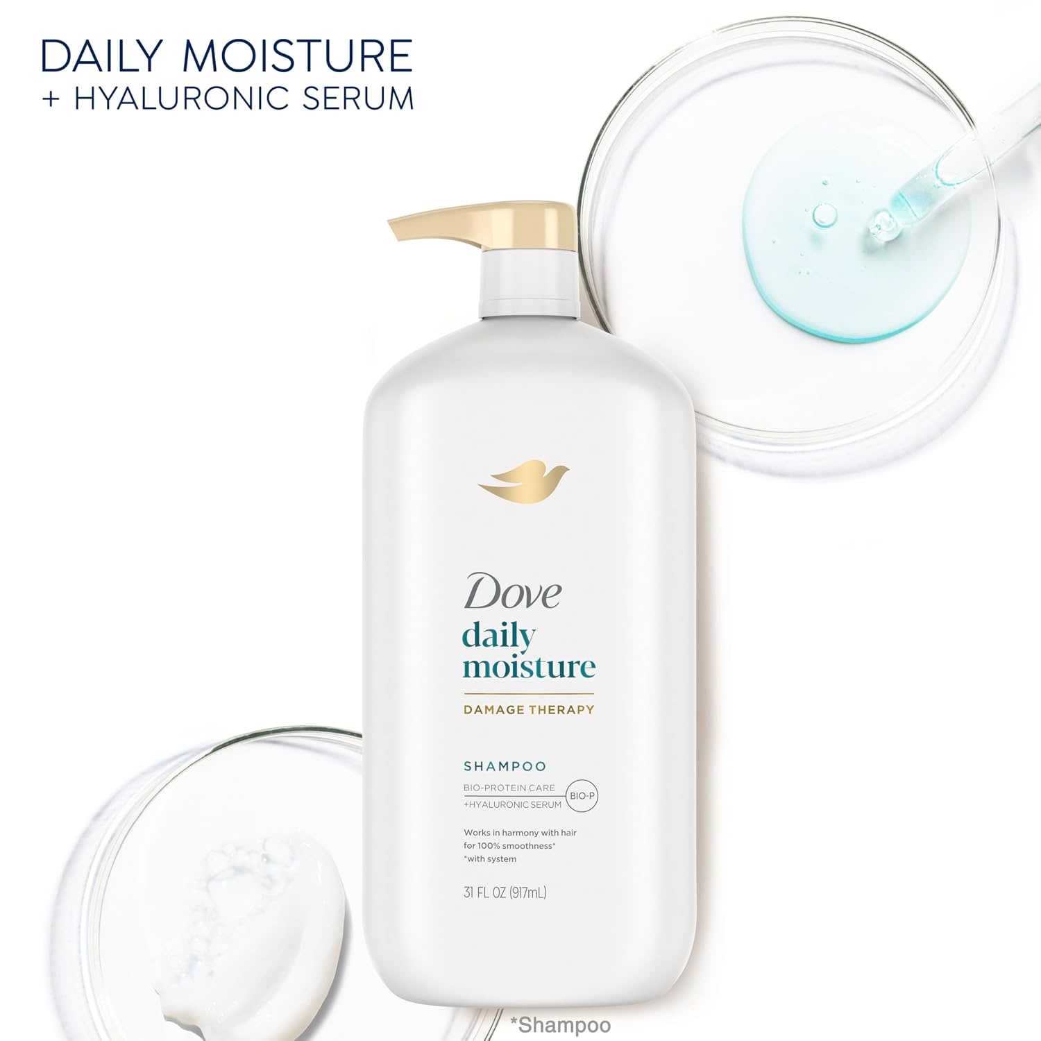 image:imageDove Ultra Care Shampoo Daily Moisture Pack of 4 for Dry Hair Shampoo with BioRestore Complex 31 oz