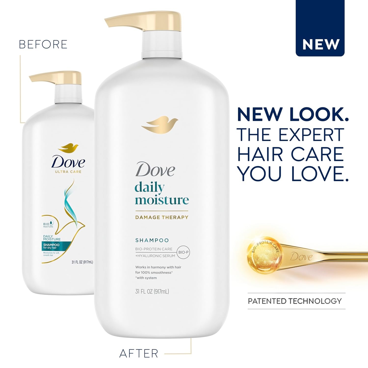 image:imageDove Ultra Care Shampoo Daily Moisture Pack of 4 for Dry Hair Shampoo with BioRestore Complex 31 oz