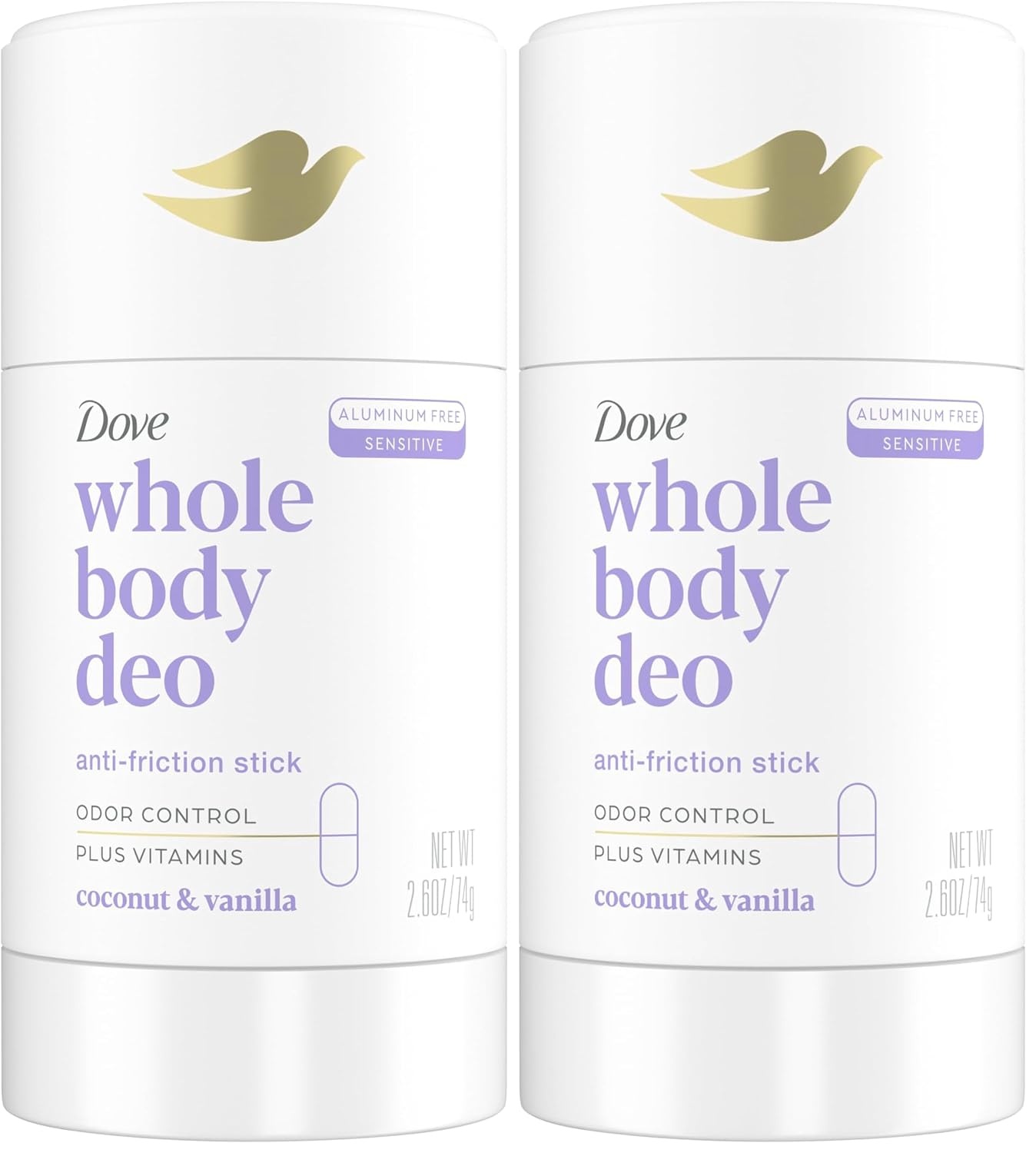 image:imageDove Whole Body Deo Aluminum Free AntiFriction Deodorant Stick Coconut Vanilla for All Day Odor Control 26 ozCoconut Vanilla
