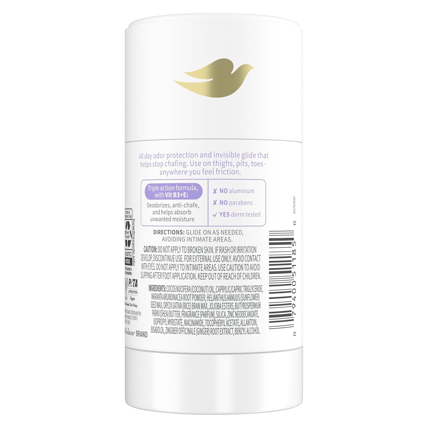 image:imageDove Whole Body Deo Aluminum Free AntiFriction Deodorant Stick Coconut Vanilla for All Day Odor Control 26 ozCoconut Vanilla