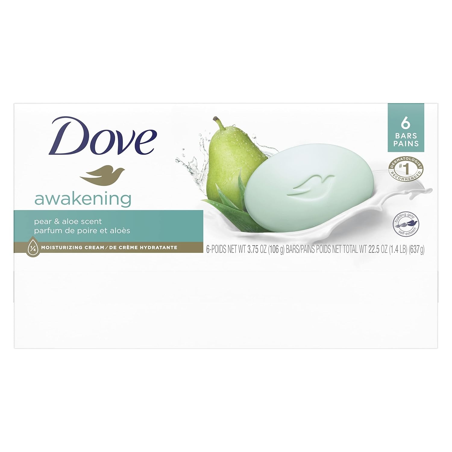 image:imageDove go fresh Beauty Bar More Moisturizing Than Ordinary Bar Soap Rejuvenate Pear and Aloe Vera Scent 375 oz 14 Bars225 Ounce Pack of 1