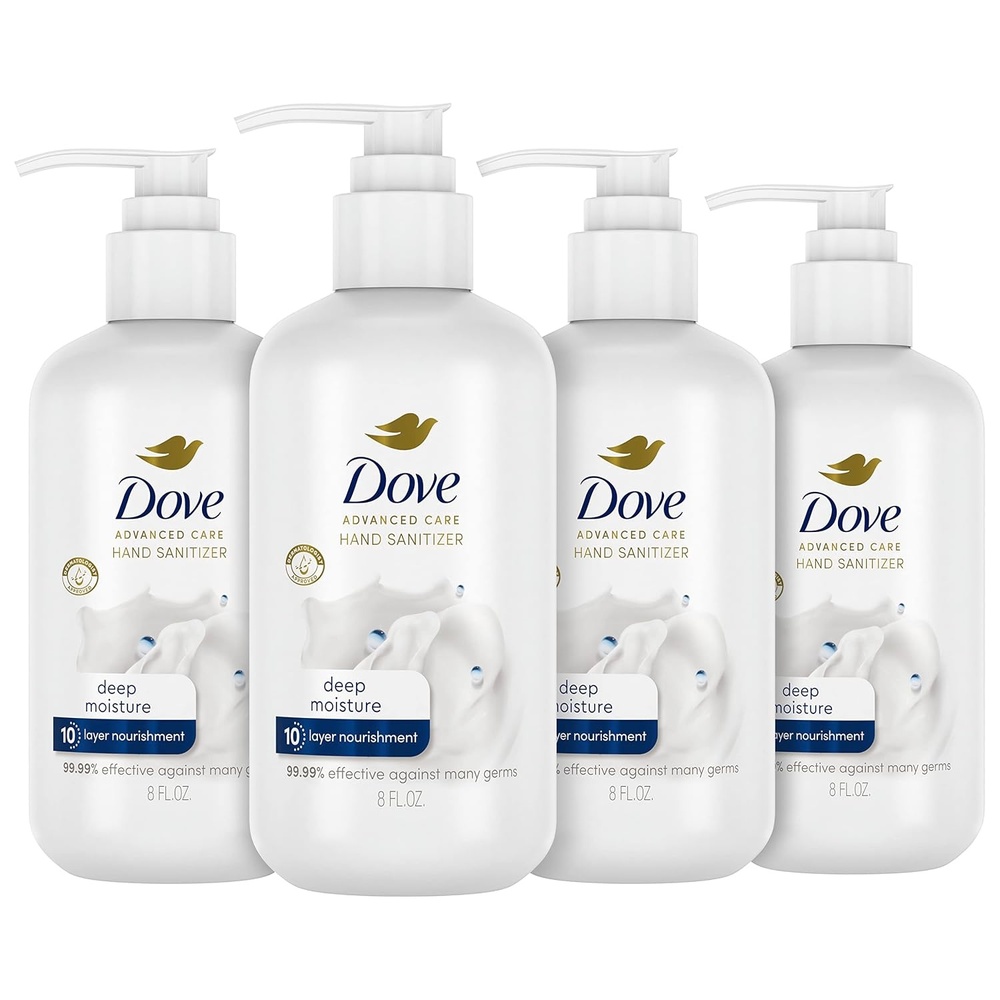 image:imageDove Advanced Care Hand Sanitizer Deep Moisture Pack of 4 for Soft Smooth Skin 9999 Effective Against Many Germs 8 oz