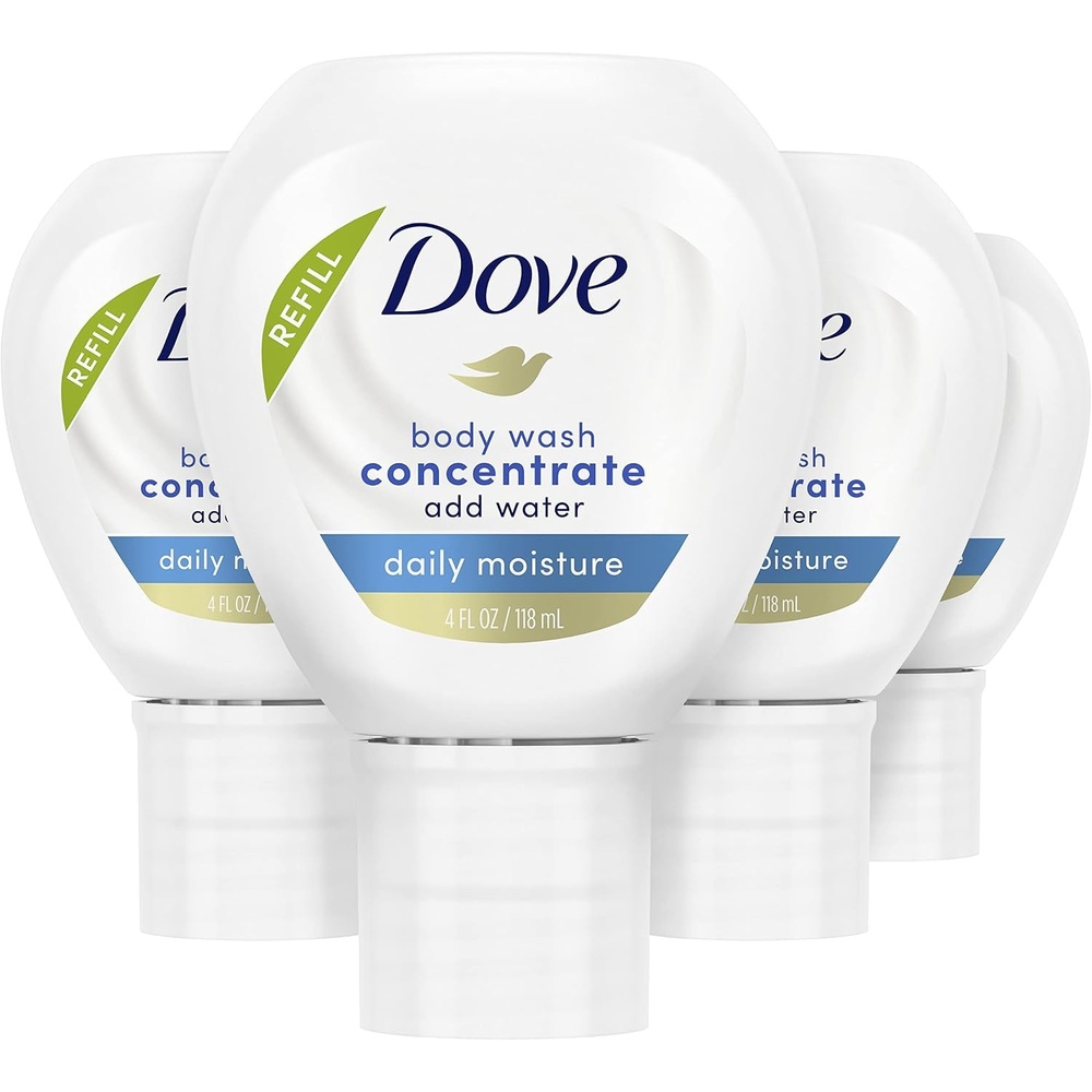 image:imageDove Concentrate Refill 4 Count for Instantly Soft Skin and Lasting Nourishment Daily Moisture Refill for use Reusable Bottle 4 fl oz makes 16 fl oz of Body WashDaily Moisture