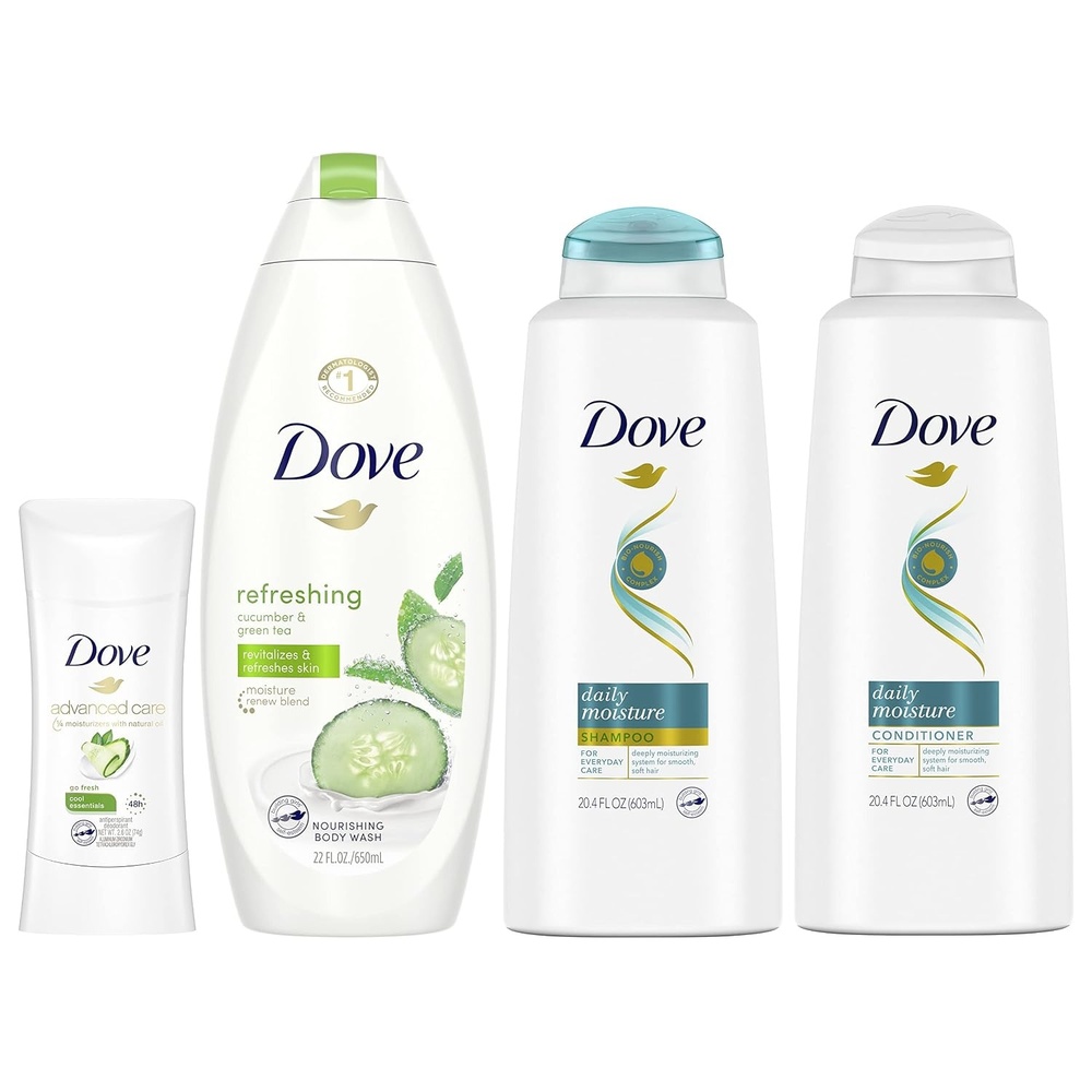 image:imageDove Cool Moisture Regimen Pack 2 Hair and 2 Skin Products for Soft Skin and Clean Hair4 Piece Set