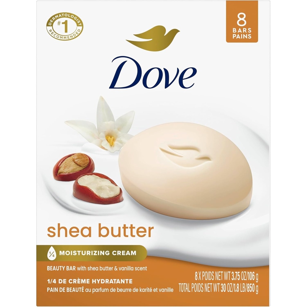 image:imageDove Shea Butter Beauty Bar Soap 8 Count Cleanser 375 oz I beauty bar375 Ounce Pack of 72