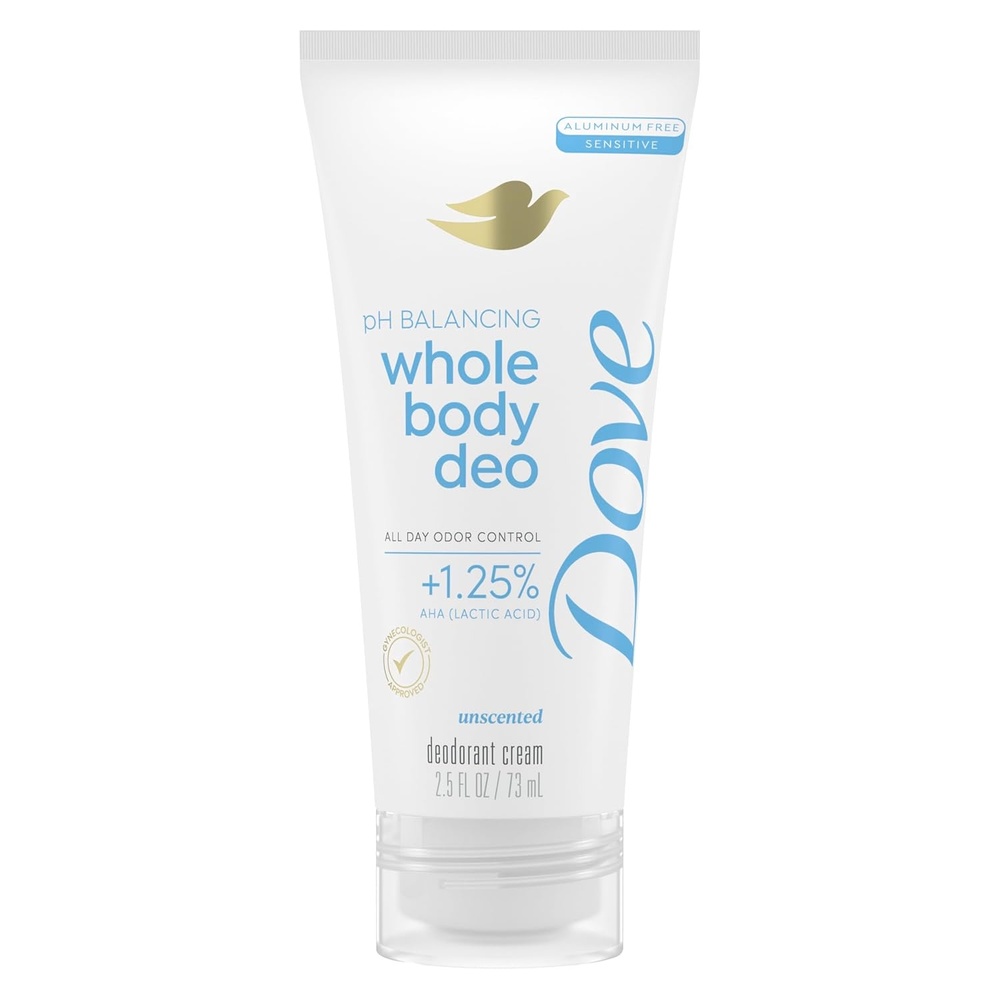 image:imageDove Whole Body Deodorant Aluminum Free pH Balancing Cream Deodorant Unscented for 72h Odor Control 25 ozBody Deodorant
