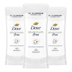 Dove 0% Aluminum Deodorant for Women ¼ Moisturizers Cucumber & Green Tea with 24-Hour Odor Protection,2.6 Ounce (Pack of 3)(Cotton Flower and Sandalwood)