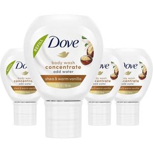 Dove Concentrate Refill 4 Count for Instantly Soft Skin and Lasting Nourishment Daily Moisture Refill for use Reusable Bottle 4 fl oz (makes 16 fl oz of Body Wash)(Shea & Warm Vanilla)
