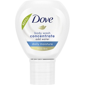 Dove Concentrate Refill 4 Count for Instantly Soft Skin and Lasting Nourishment Daily Moisture Refill for use Reusable Bottle 4 fl oz (makes 16 fl oz of Body Wash)(Unscented)