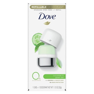 Dove Refillable Deodorant Starter Kit Deodorant For Women Cucumber & Green Tea 0% Aluminum 1.13 oz(Cool)