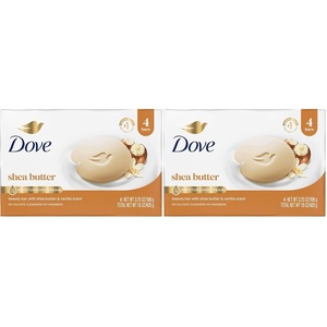 Dove Shea Butter Beauty Bar Soap 8 Count, Cleanser, 3.75 oz I beauty bar(1 Ounce (Pack of 8))