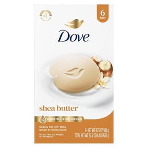 Dove Shea Butter Beauty Bar Soap 8 Count, Cleanser, 3.75 oz I beauty bar(3.75 Ounce (Pack of 6))
