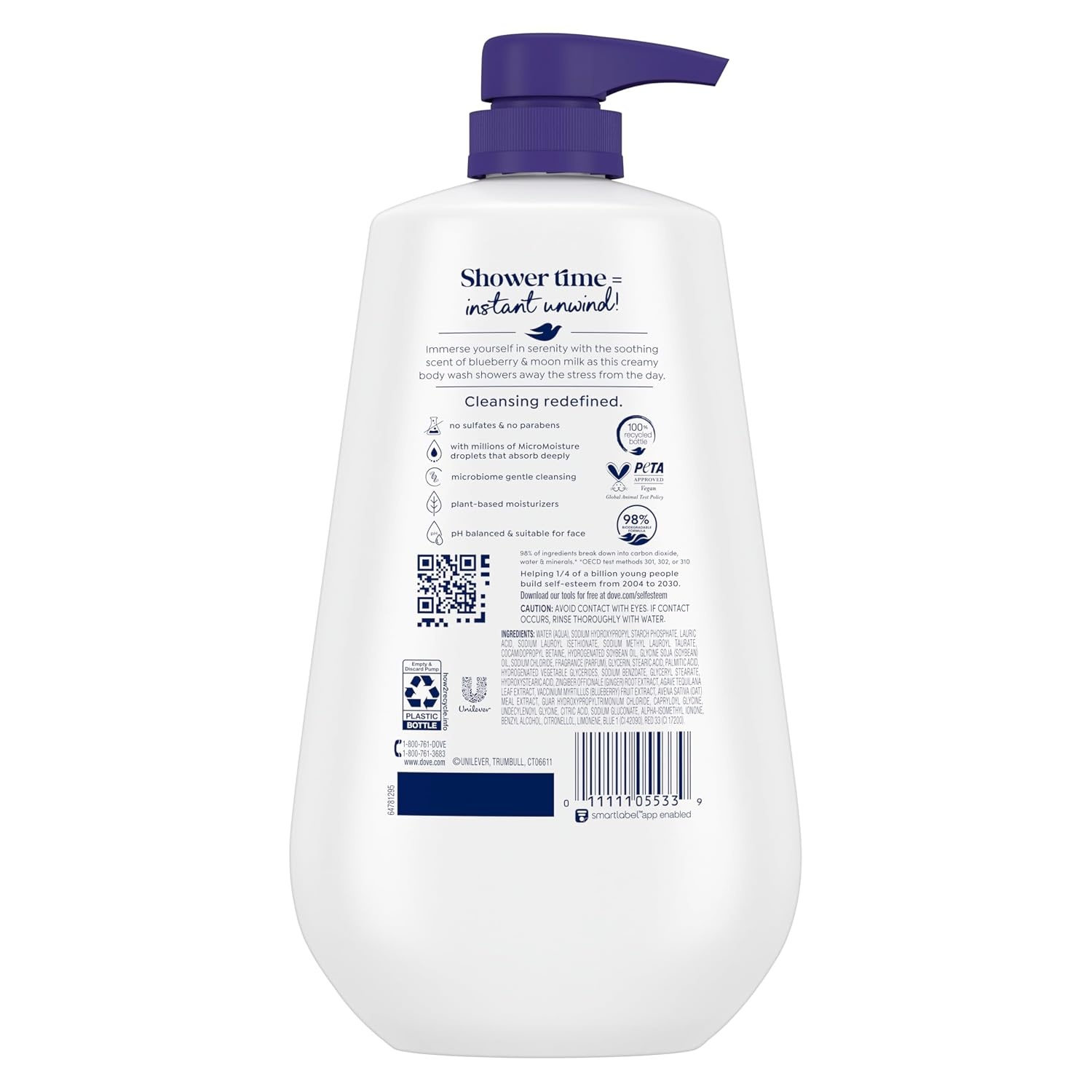 image:imageDove Body Wash 3 Count Unwind Blueberry amp Moon Milk For 24hr LotionSoft Skin Moisturizing Skin Cleanser with No Sulfates No Parabens