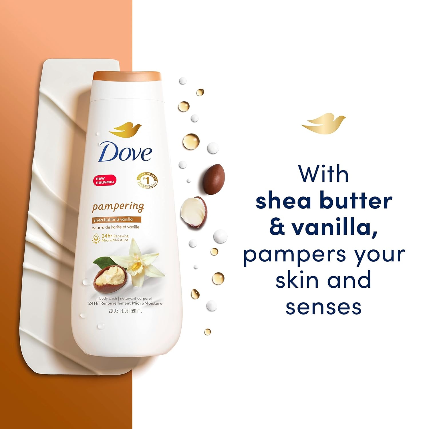 image:imageDove Body Wash 4 Count Pampering Shea Butter amp Vanilla for Renewed HealthyLooking Skin Gentle Skin Cleanser with 24hr Renewing MicroMoisture 20 oz20 Fl Oz Pack of 4