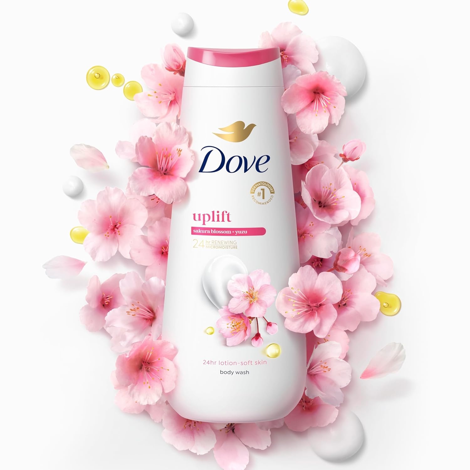 image:imageDove Body Wash 4 Count for 24hr LotionSoft Skin Uplift Sakura Blossom and Yuzu Moisturizing Skin Cleanser with No Sulfates No Parabens