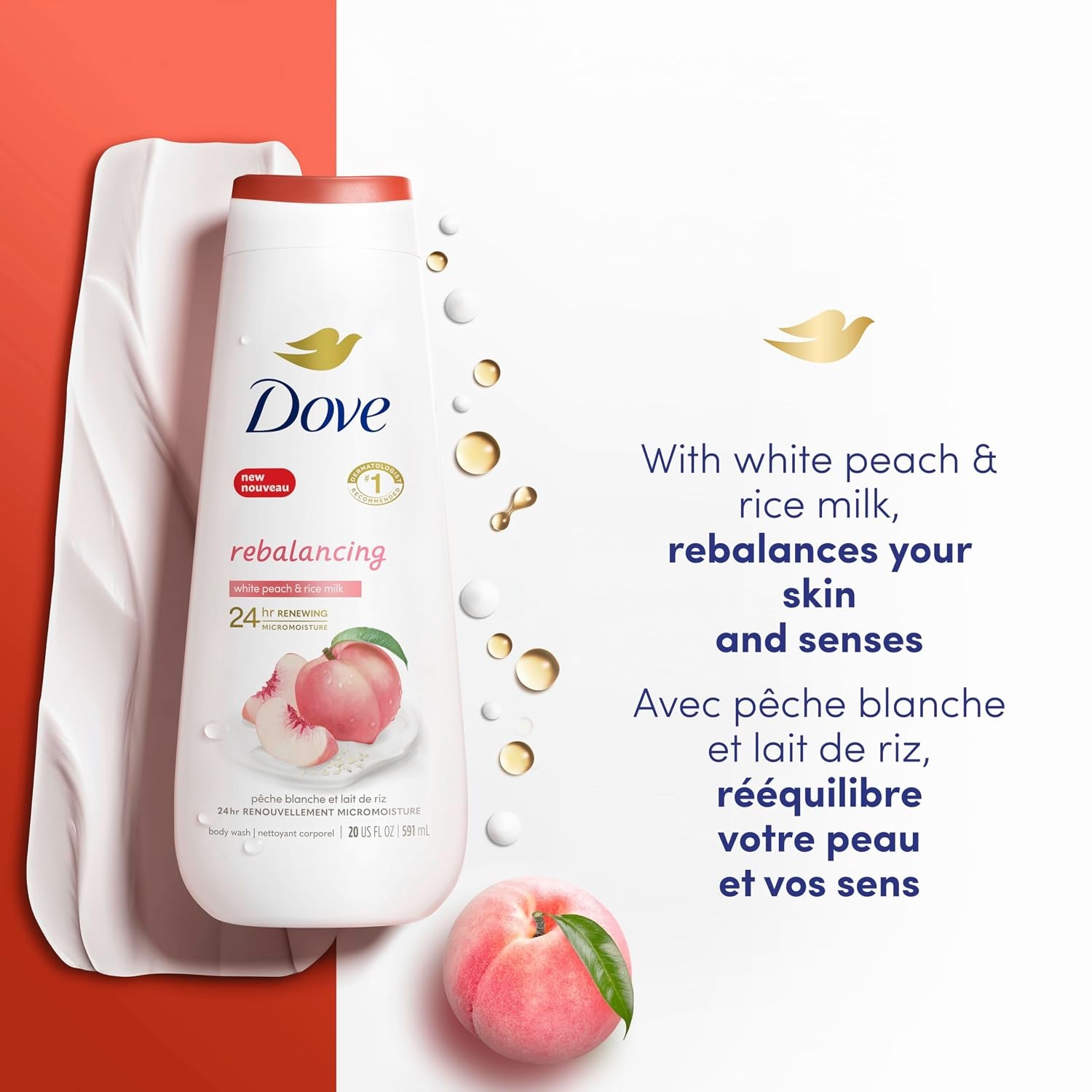 image:imageDove Body Wash AntiStress Blue Chamomile amp Oat Milk 4 Count for Renewed HealthyLooking Skin Moisturizing Gentle Skin Cleanser with 24hr Renewing MicroMoisture 20 ozWhite Peach Rice Millk