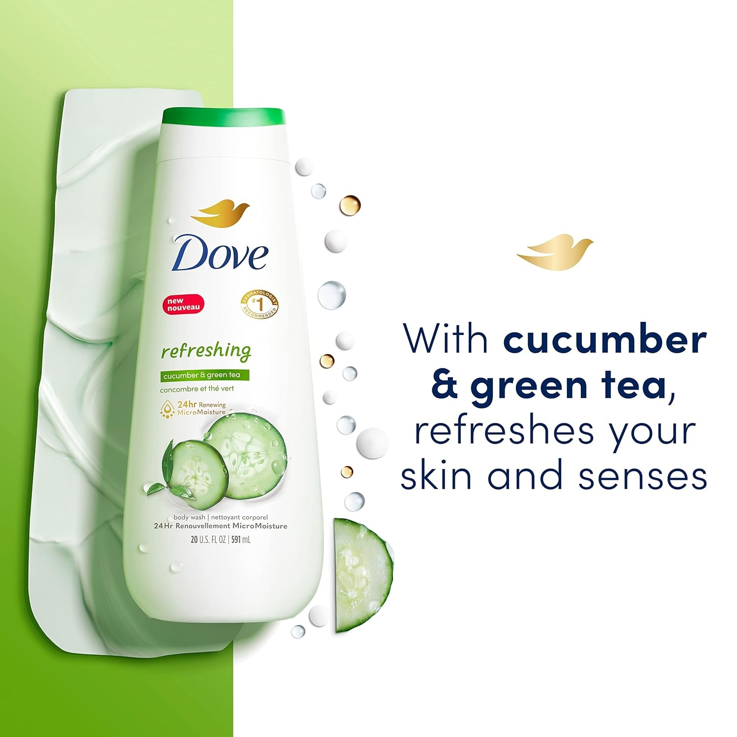 image:imageDove Body Wash Refreshing Cucumber and Green Tea 4 Count Refreshes Skin Cleanser That Effectively Washes Away Bacteria While Nourishing Your Skin 20 oz20 Fl Oz Pack of 4