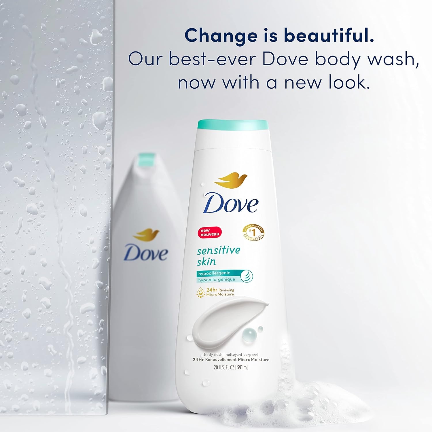 image:imageDove Body Wash Sensitive Skin 4 Count Hypoallergenic ParabenFree SulfateFree CrueltyFree Moisturizing Skin Cleanser Effectively Washes Away Bacteria While Nourishing Skin 20 oz20 Fl Oz Pack of 8
