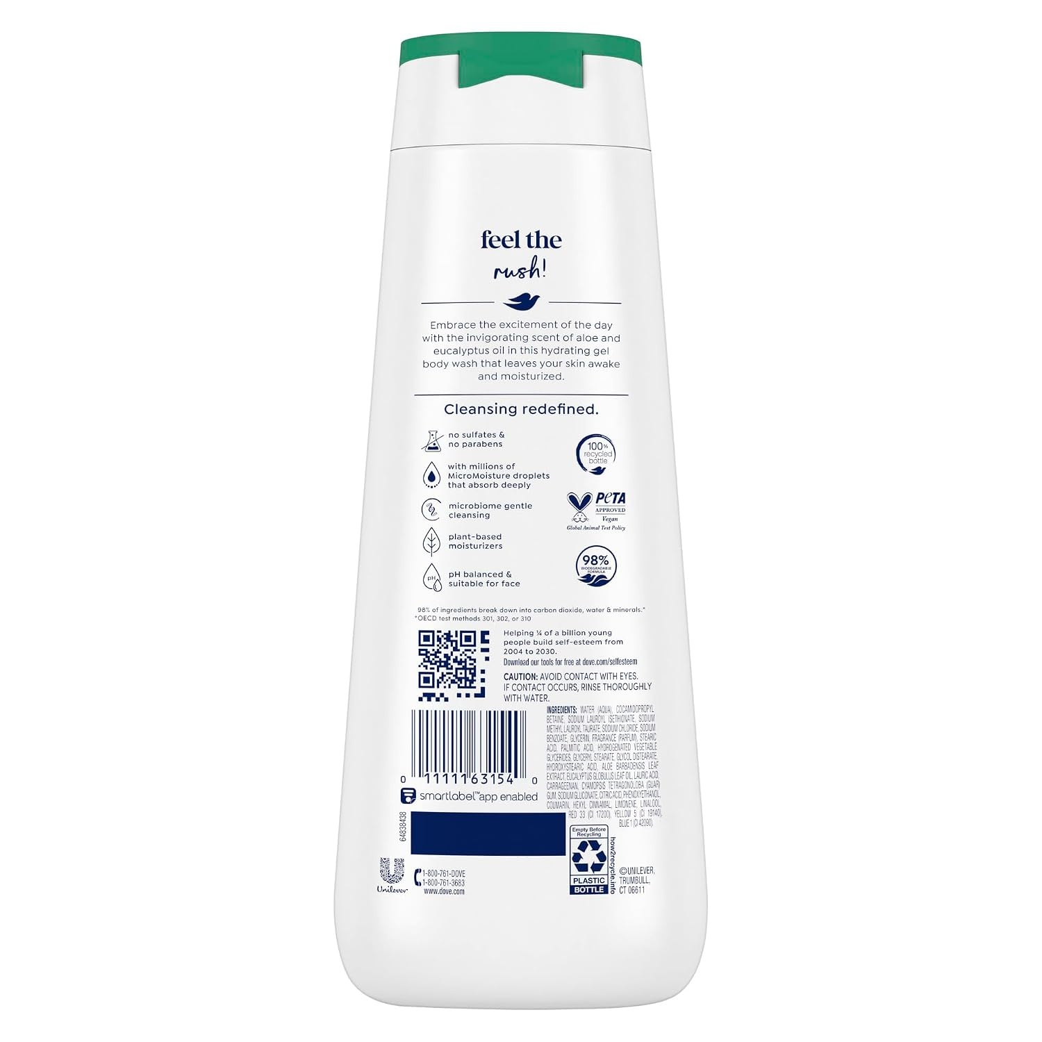 image:imageDove Body Wash with Pump 4 Count Invigorate Aloe amp Eucalyptus For 24hr LotionSoft Skin Moisturizing Skin Cleanser with No Sulfates No Parabens