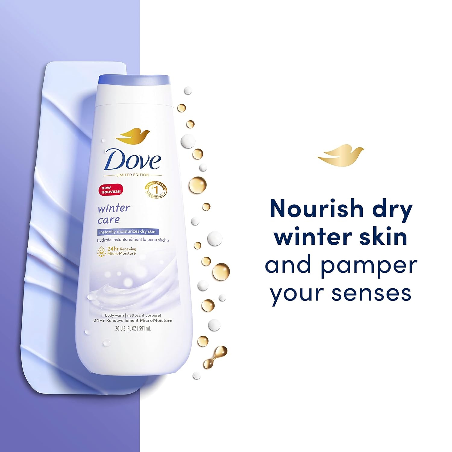 image:imageDove Limited Edition Body Wash Winter Care 4 Count for Renewed HealthyLooking Skin with 24hr Renewing MicroMoisture Gentle Cleanser Instantly Moisturizes Dry Skin 20 oz