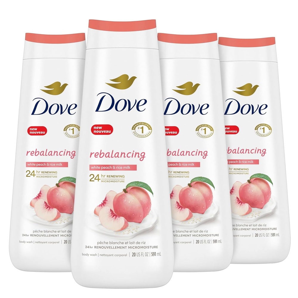 image:imageDove Body Wash AntiStress Blue Chamomile amp Oat Milk 4 Count for Renewed HealthyLooking Skin Moisturizing Gentle Skin Cleanser with 24hr Renewing MicroMoisture 20 ozWhite Peach Rice Millk