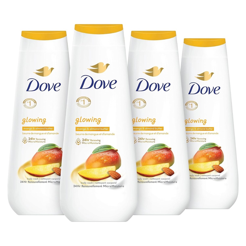 image:imageDove Body Wash Glowing Mango amp Almond Butter 4 Count for Renewed HealthyLooking Skin Gentle Skin Cleanser with 24hr Renewing MicroMoisture 20 oz