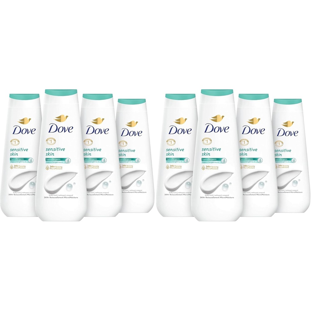 image:imageDove Body Wash Sensitive Skin 4 Count Hypoallergenic ParabenFree SulfateFree CrueltyFree Moisturizing Skin Cleanser Effectively Washes Away Bacteria While Nourishing Skin 20 oz20 Fl Oz Pack of 8