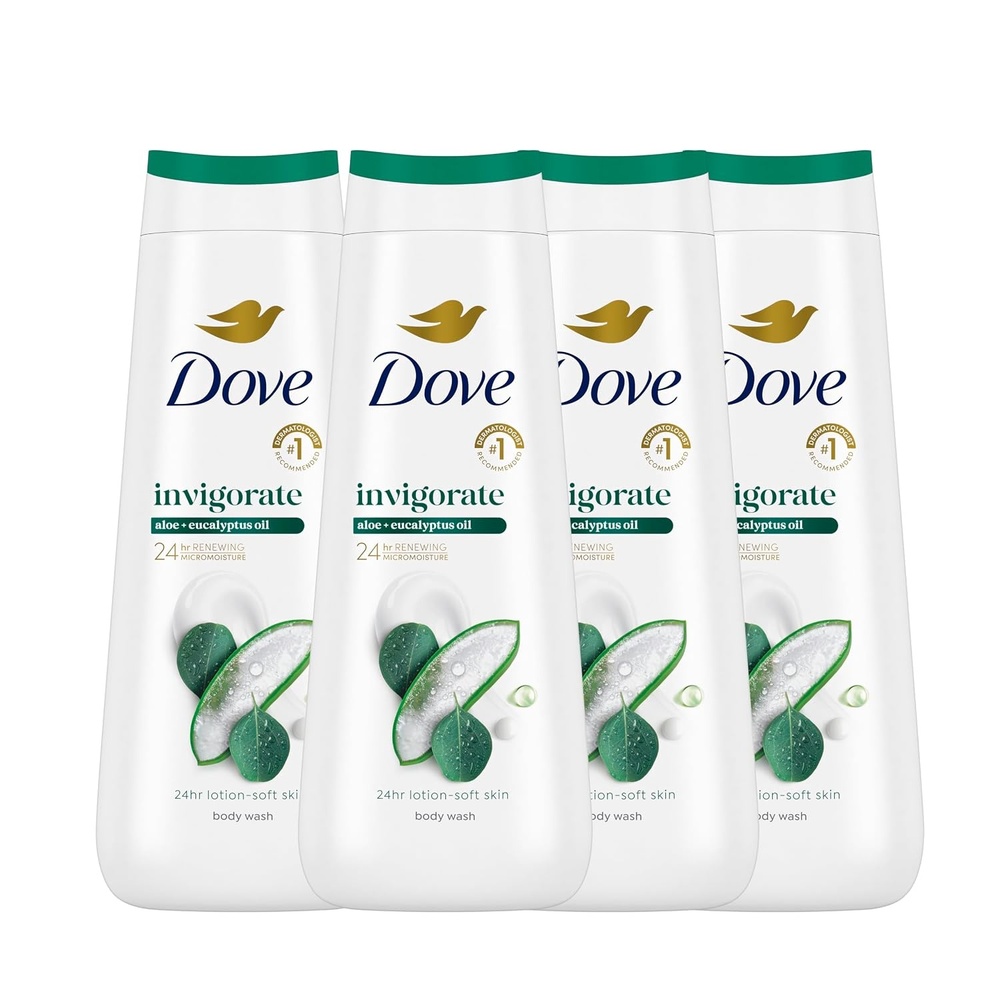 image:imageDove Body Wash with Pump 4 Count Invigorate Aloe amp Eucalyptus For 24hr LotionSoft Skin Moisturizing Skin Cleanser with No Sulfates No Parabens