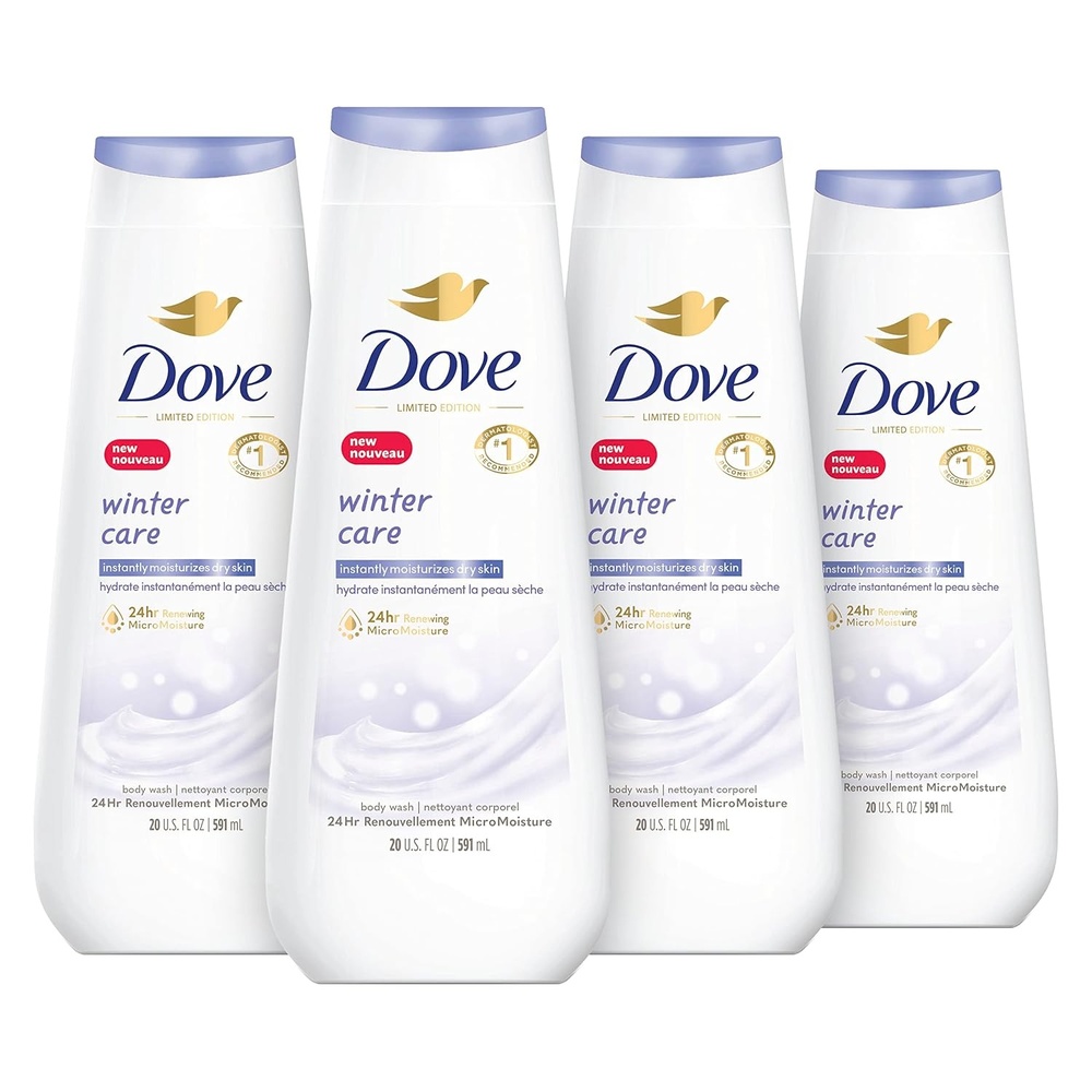 image:imageDove Limited Edition Body Wash Winter Care 4 Count for Renewed HealthyLooking Skin with 24hr Renewing MicroMoisture Gentle Cleanser Instantly Moisturizes Dry Skin 20 oz