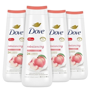 Dove Body Wash Anti-Stress Blue Chamomile & Oat Milk 4 Count for Renewed, Healthy-Looking Skin Moisturizing Gentle Skin Cleanser with 24hr Renewing MicroMoisture 20 oz(White Peach & Rice Millk)