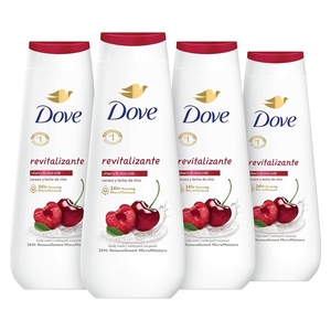 Dove Body Wash Anti-Stress Blue Chamomile & Oat Milk 4 Count for Renewed, Healthy-Looking Skin Moisturizing Gentle Skin Cleanser with 24hr Renewing MicroMoisture 20 oz(Cherry & Chia Milk)