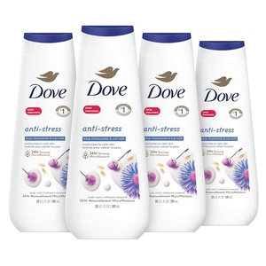 Dove Body Wash Anti-Stress Blue Chamomile & Oat Milk 4 Count for Renewed, Healthy-Looking Skin Moisturizing Gentle Skin Cleanser with 24hr Renewing MicroMoisture 20 oz(Blue Chamomile & Oat Milk)