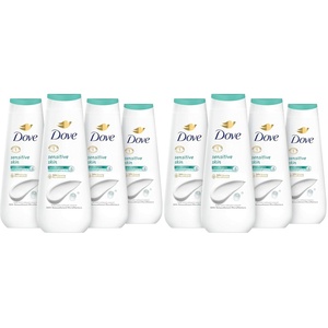 Dove Body Wash Sensitive Skin 4 Count Hypoallergenic, Paraben-Free, Sulfate-Free, Cruelty-Free, Moisturizing Skin Cleanser Effectively Washes Away Bacteria While Nourishing Skin 20 oz(20 Fl Oz (Pack of 8))