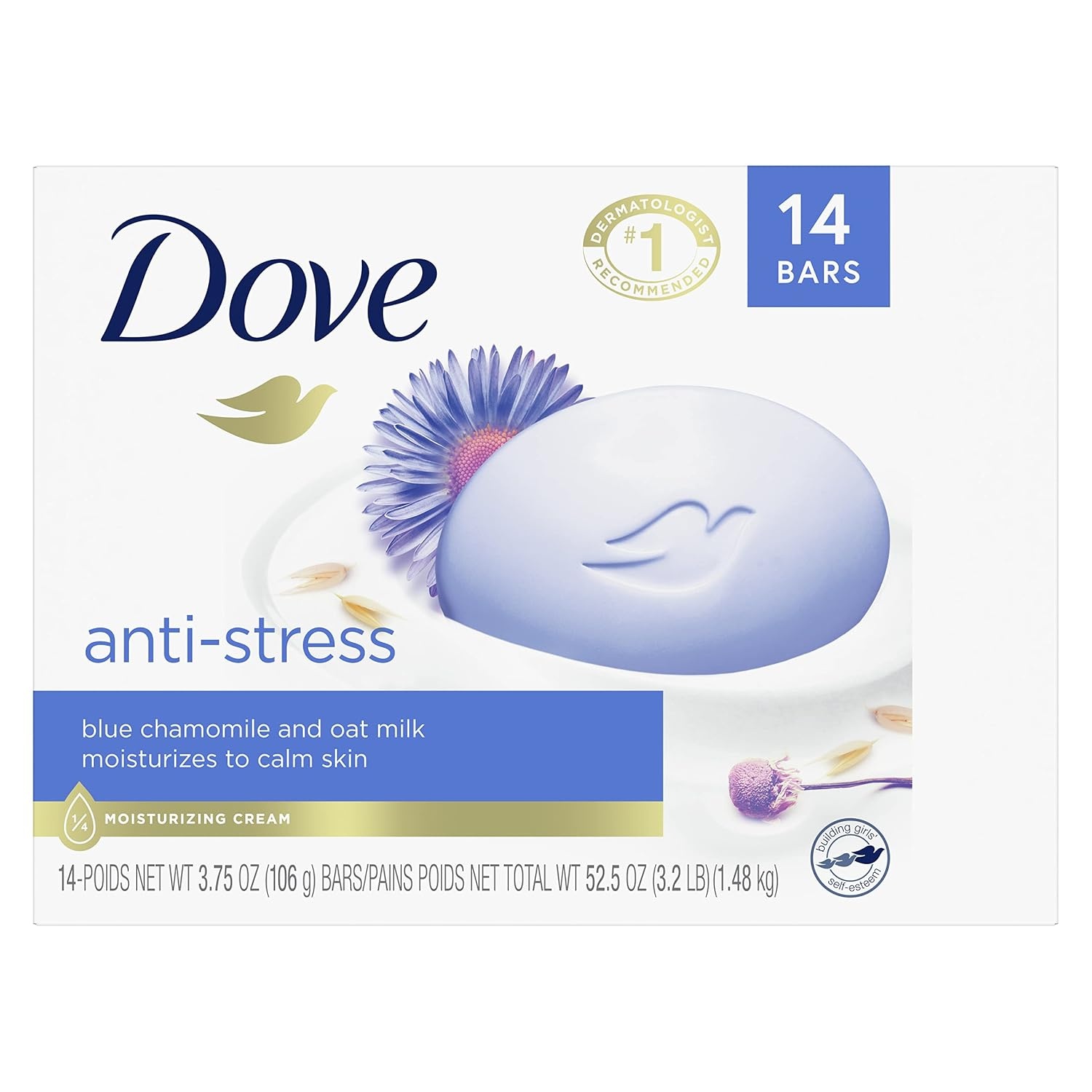 image:imageDove Beauty Bar Gentle Cleanser Moisturizes To Calm Skin AntiStress Cream Bar Gentle Bar Soap Cleanser Made With 14 Moisturizing Cream 375 oz 14 Count