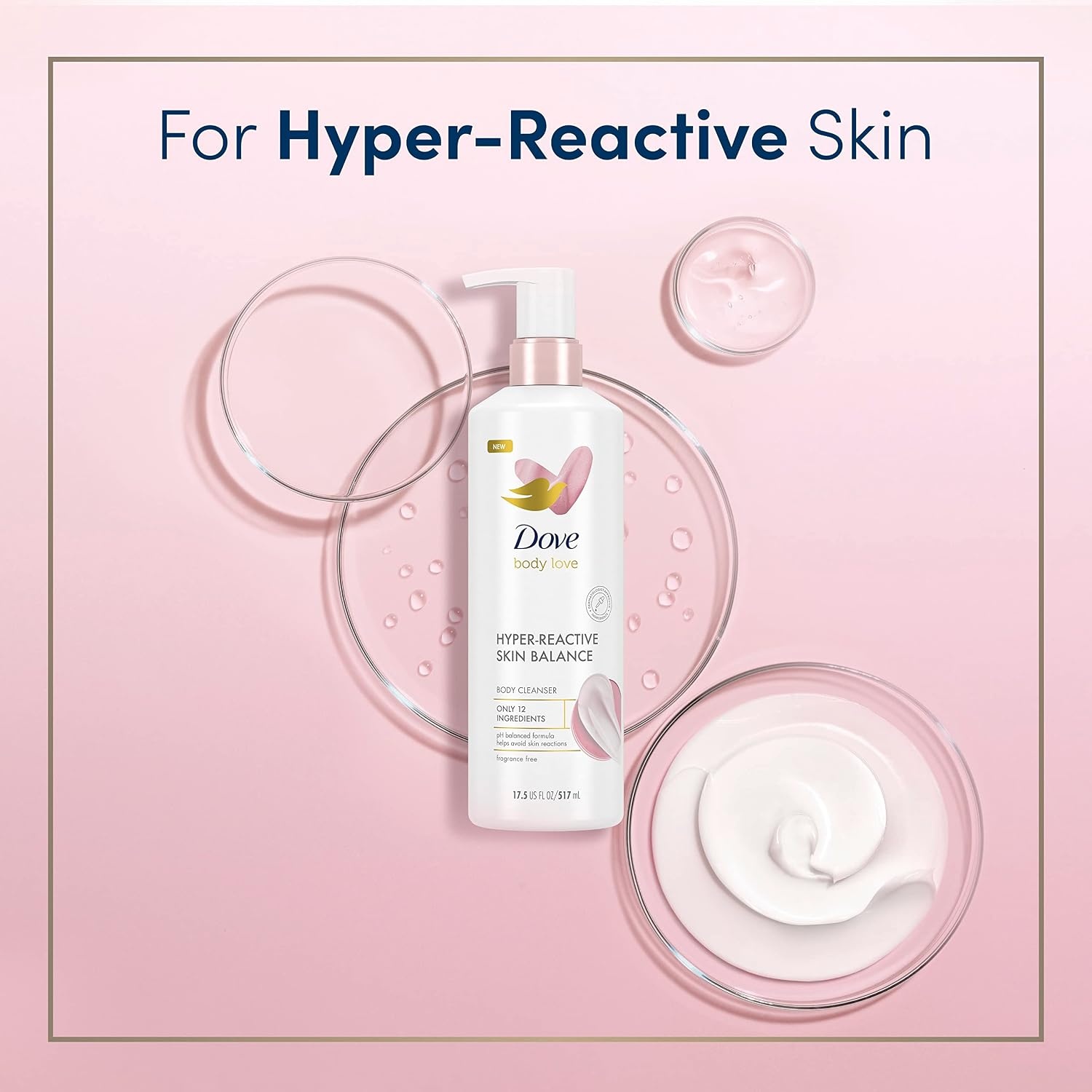 image:imageDove Body Love Body Cleanser ReactionProne Skin 3 Count HyperReactive Skin Balance for UltraSensitive Fragrance Free Body Wash with Only 12 Ingredients 175 oz