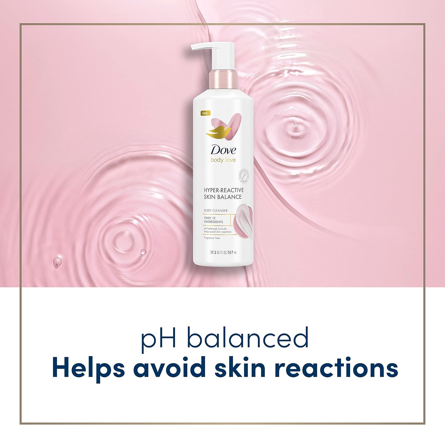 image:imageDove Body Love Body Cleanser ReactionProne Skin 3 Count HyperReactive Skin Balance for UltraSensitive Fragrance Free Body Wash with Only 12 Ingredients 175 oz