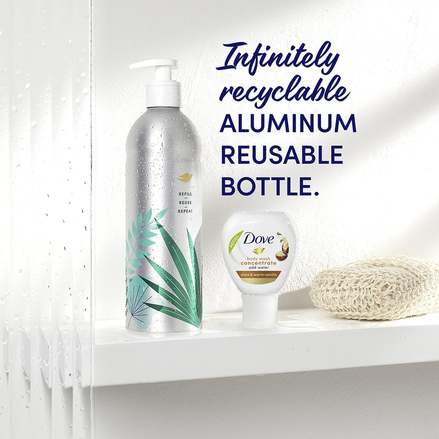 image:imageDove Body Wash Aluminum Reusable Bottle and Concentrate Refill 2x Starter Kit for Instantly Soft Skin Shea and Warm Vanilla for Skin Care and Lasting Nourishment 4oz makes 16ozWarm Vanilla