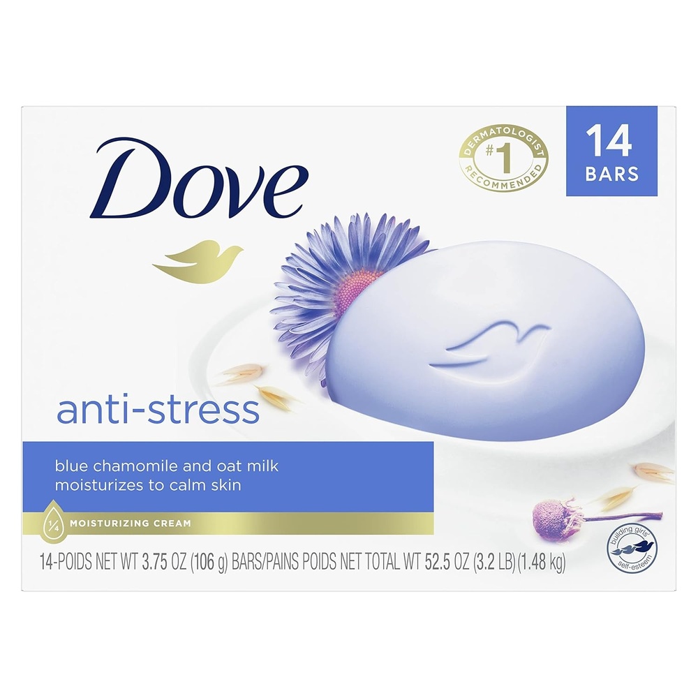 image:imageDove Beauty Bar Gentle Cleanser Moisturizes To Calm Skin AntiStress Cream Bar Gentle Bar Soap Cleanser Made With 14 Moisturizing Cream 375 oz 14 Count