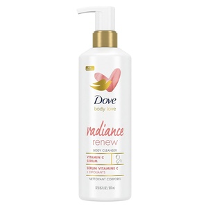 Dove Body Love Body Cleanser Radiance Renew 4 Count For Dull Skin Exfoliating Body Wash with Vitamin C Serum 17.5 fl oz(Unscented)