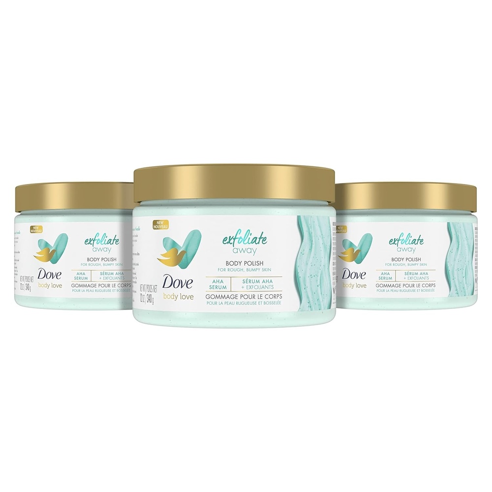 image:imageDove Body Love Body Polish Exfoliate Away 3 Count for Rough Bumpy Skin Body Scrub with AHAs for Silky Smooth Skin 12 oz