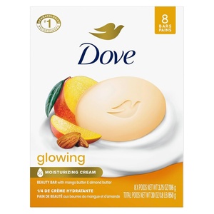 Dove Glowing Beauty Bar Soap , Mango & Almond Butters, I 8 Count 3.75 oz(3.75 Ounce (Pack of 8))