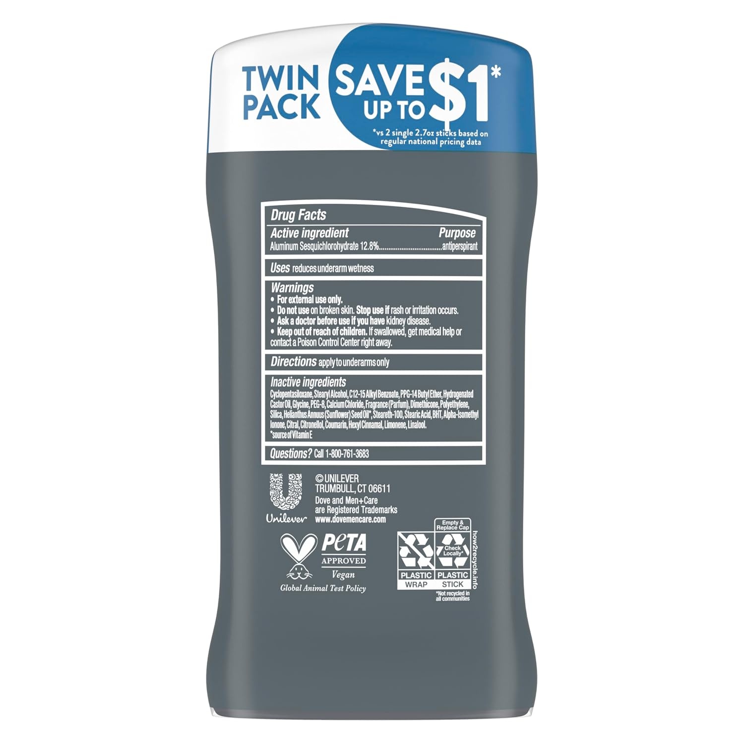 image:imageDOVE MEN CARE Antiperspirant Deodorant Stick Clean Comfort Twin Pack 72Hour Sweat amp Odor Protection Antiperspirant for Men With 14 Moisturizing Cream 27 oz54 Ounce Pack of 1