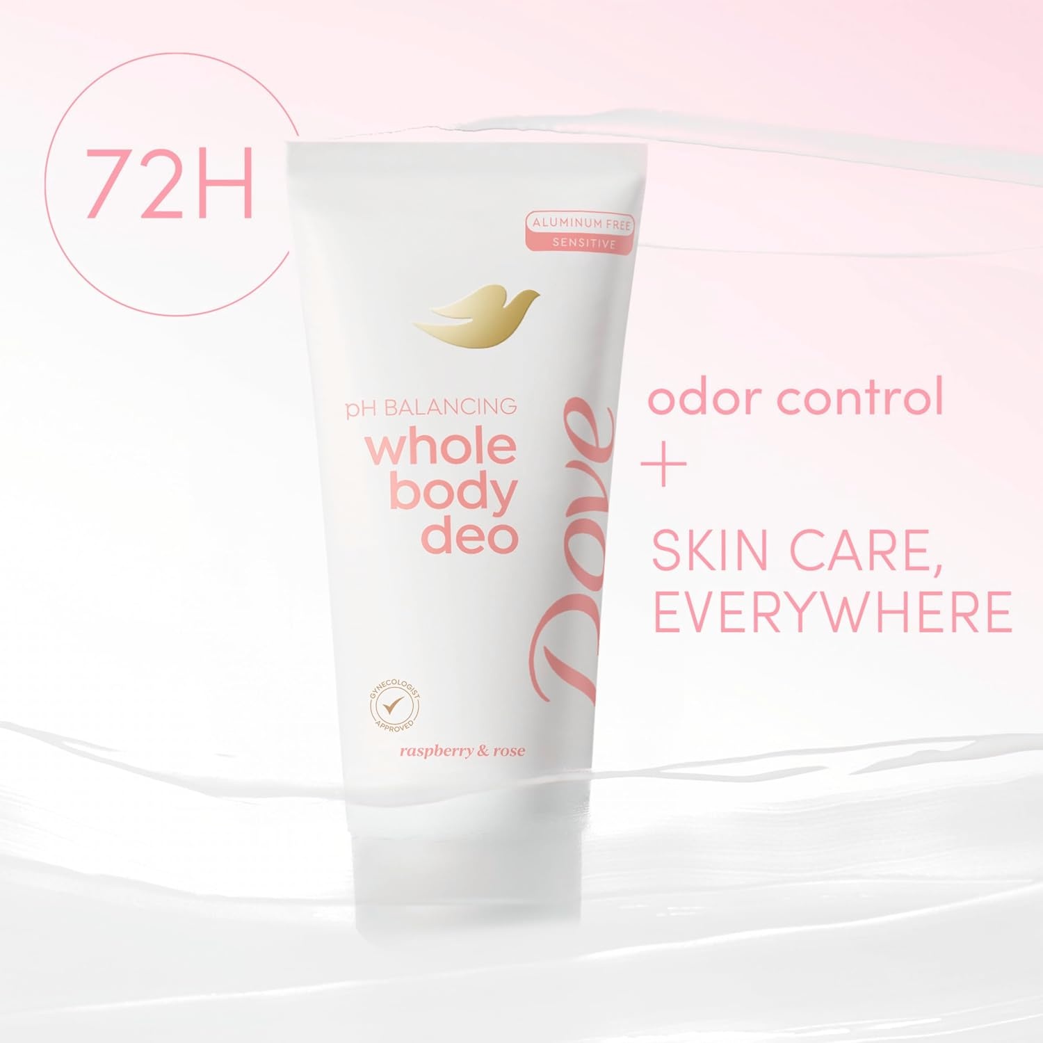 image:imageDove Whole Body Deodorant Aluminum Free pH Balancing Cream Raspberry amp Rose for 72h Odor Control 25 Oz25 Ounce Pack of 2