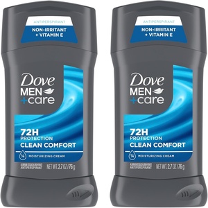 DOVE MEN + CARE Antiperspirant Deodorant Stick Clean Comfort Twin Pack 72-Hour Sweat & Odor Protection Antiperspirant for Men With 1/4 Moisturizing Cream 2.7 oz(5.4 Ounce (Pack of 6))