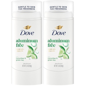 Dove Deodorant Stick Cucumber & Green Tea Aluminum Free 2.4 Oz(2.4 Ounce (Pack of 2))